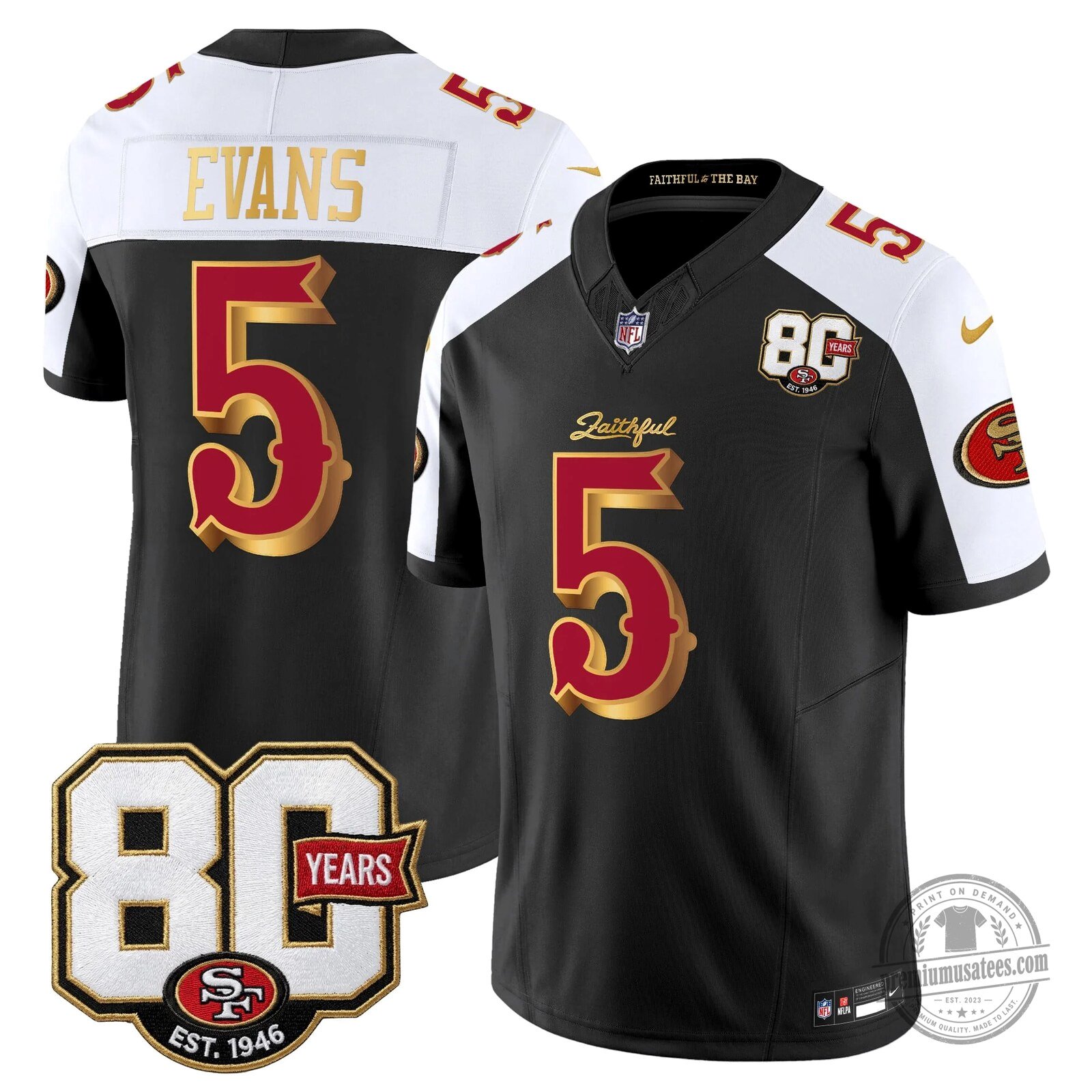 San Francisco 49ers 80th Anniversary Evans Number 5 Football Jersey 108 San Francisco 49ers 80th Anniversary Evans Number 5 Football Jersey