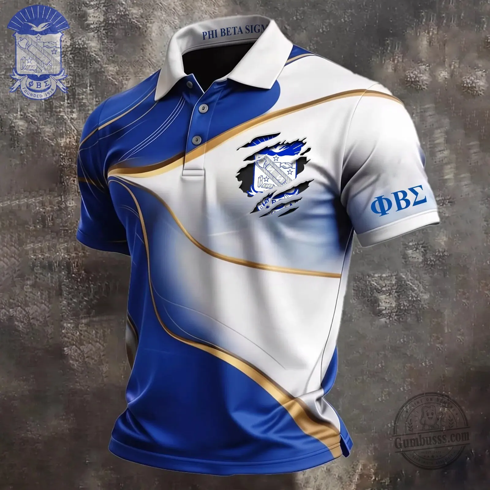 Phi Beta Sigma Fraternity Blue and White Knitted Hooded Sweater 4 Phi Beta Sigma Fraternity Blue White Gold Wavy Design Polo Shirt