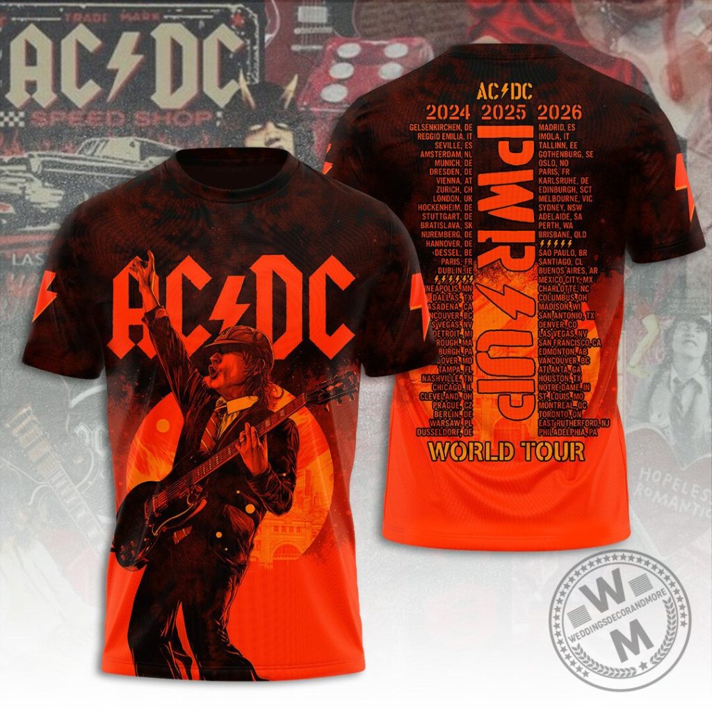 AC/DC Power Up World Tour 2024-2026 Band Concert Dates All Over Print T-Shirt