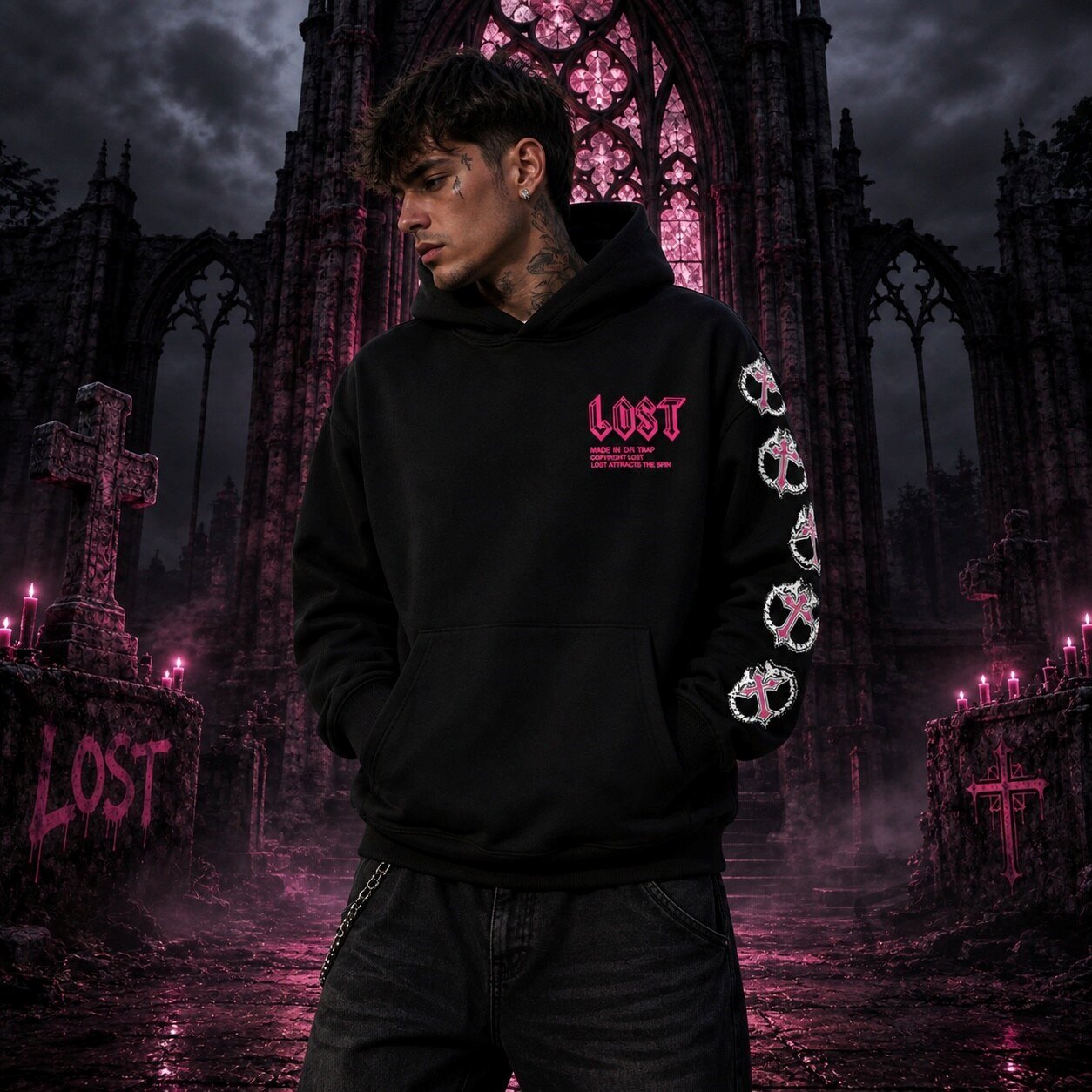 Neon Lost Intricacy Mitt Hoodie Shirt 5 Neon Lost Intricacy Mitt Hoodie Shirt custom product design and printed details