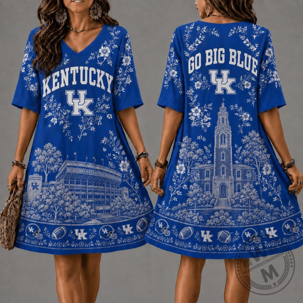 Kentucky Wildcats Floral V-Neck Game Day Dress for Women