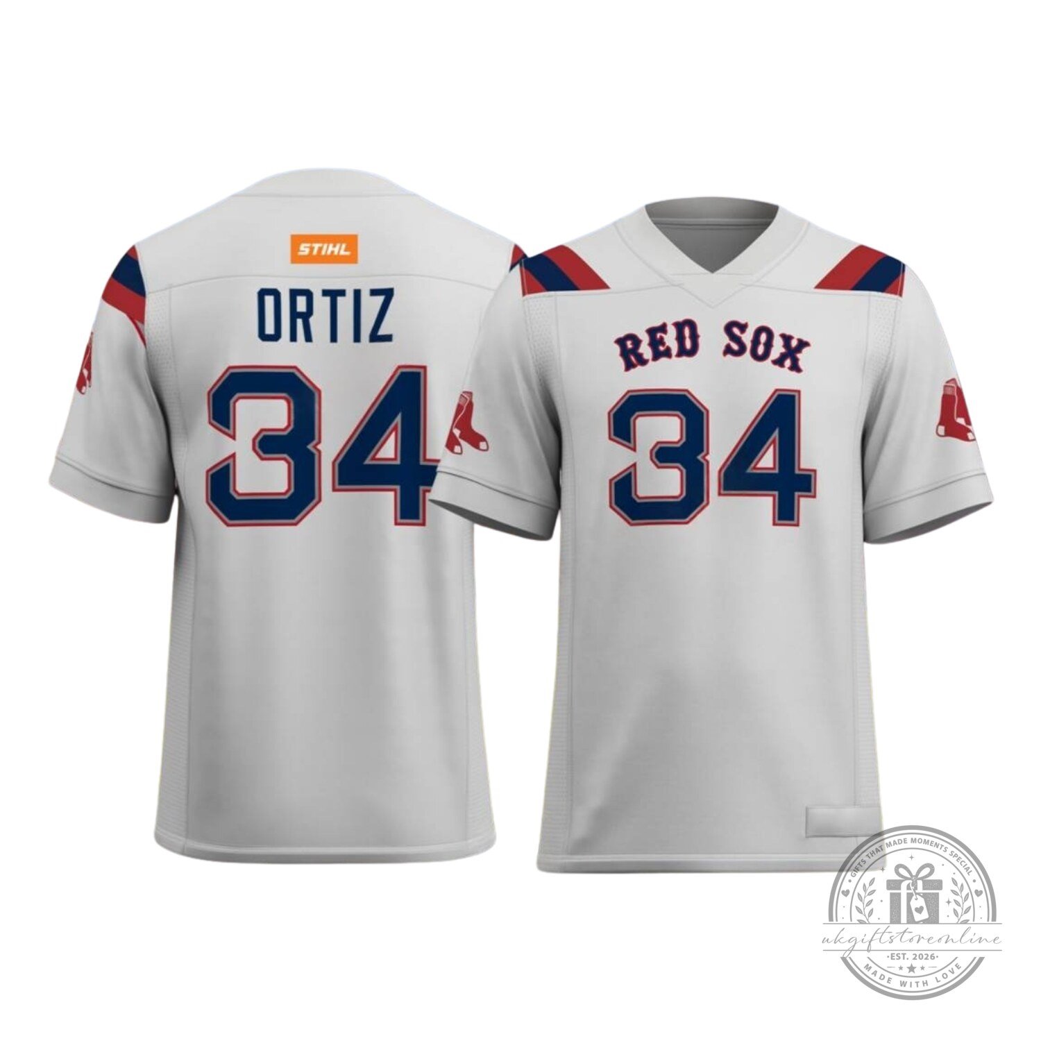 Boston Red Sox Ortiz 34 Football Jersey