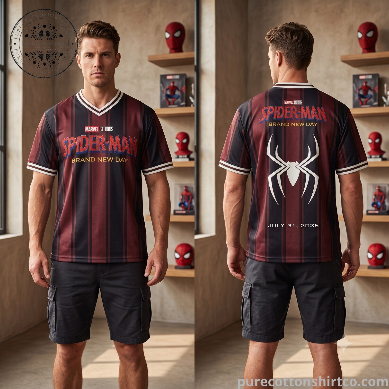 Spider-Man Brand New Day July 31 2026 Movie Graphic Football Soccer Jersey Spider-Man Brand New Day 2026 Movie Graphic Soccer Jersey – image 4 of 4