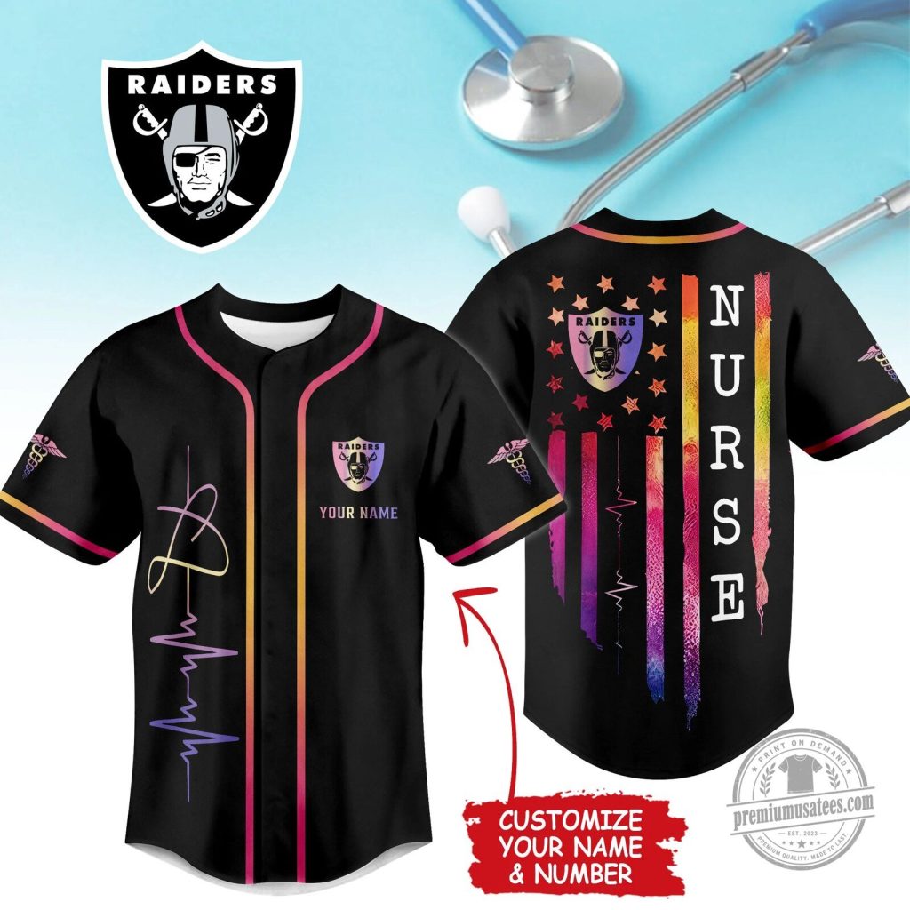 Las Vegas Raiders Nurse Life Custom Name Baseball Jersey Las Vegas Raiders Nurse Life Custom Name Baseball Jersey