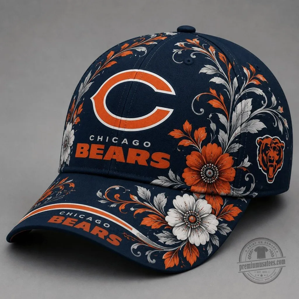Chicago Bears Elegant Floral Football Cap Hat Chicago Bears Elegant Floral Football Cap Hat