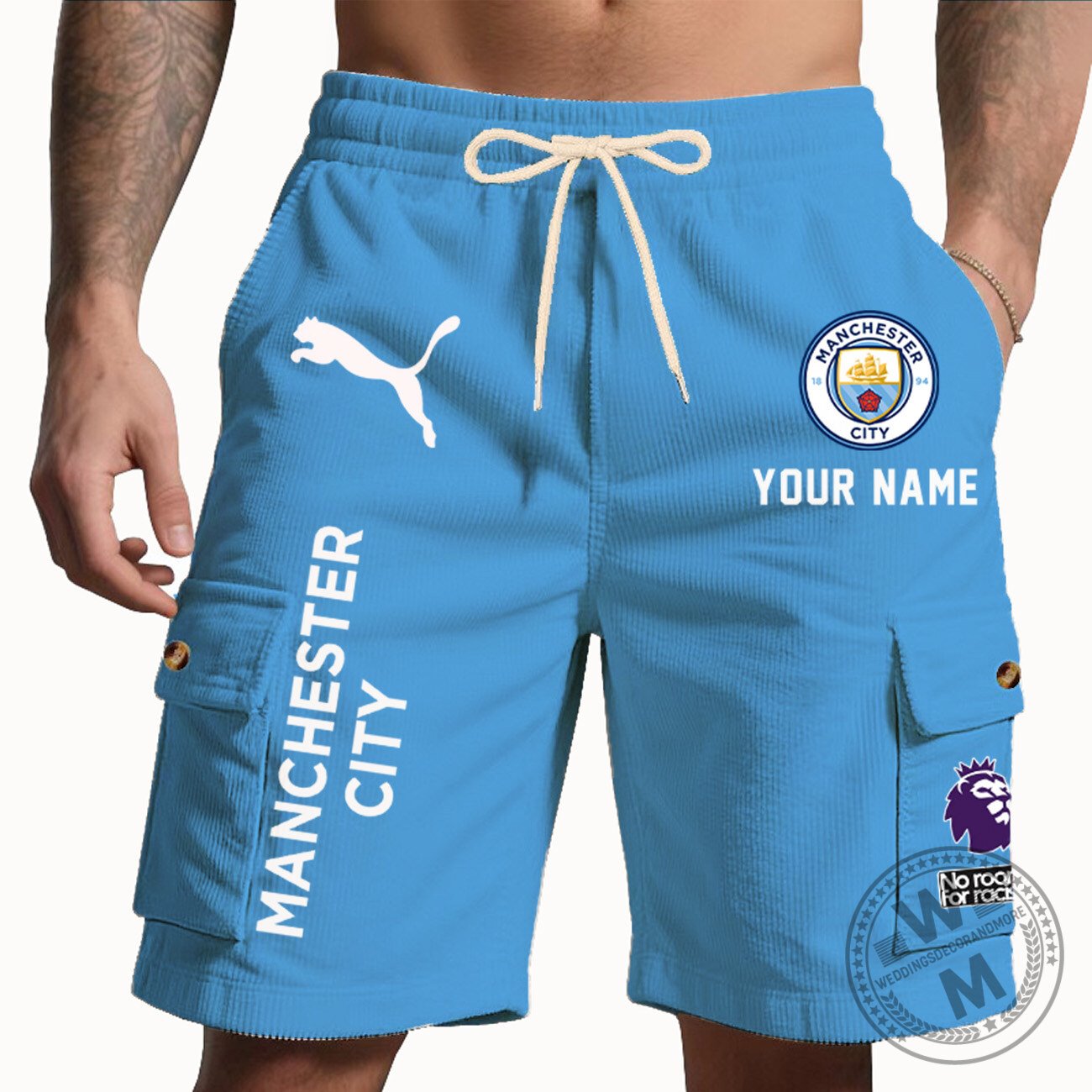 Manchester City Football Club Personalized Sky Blue Cargo Shorts