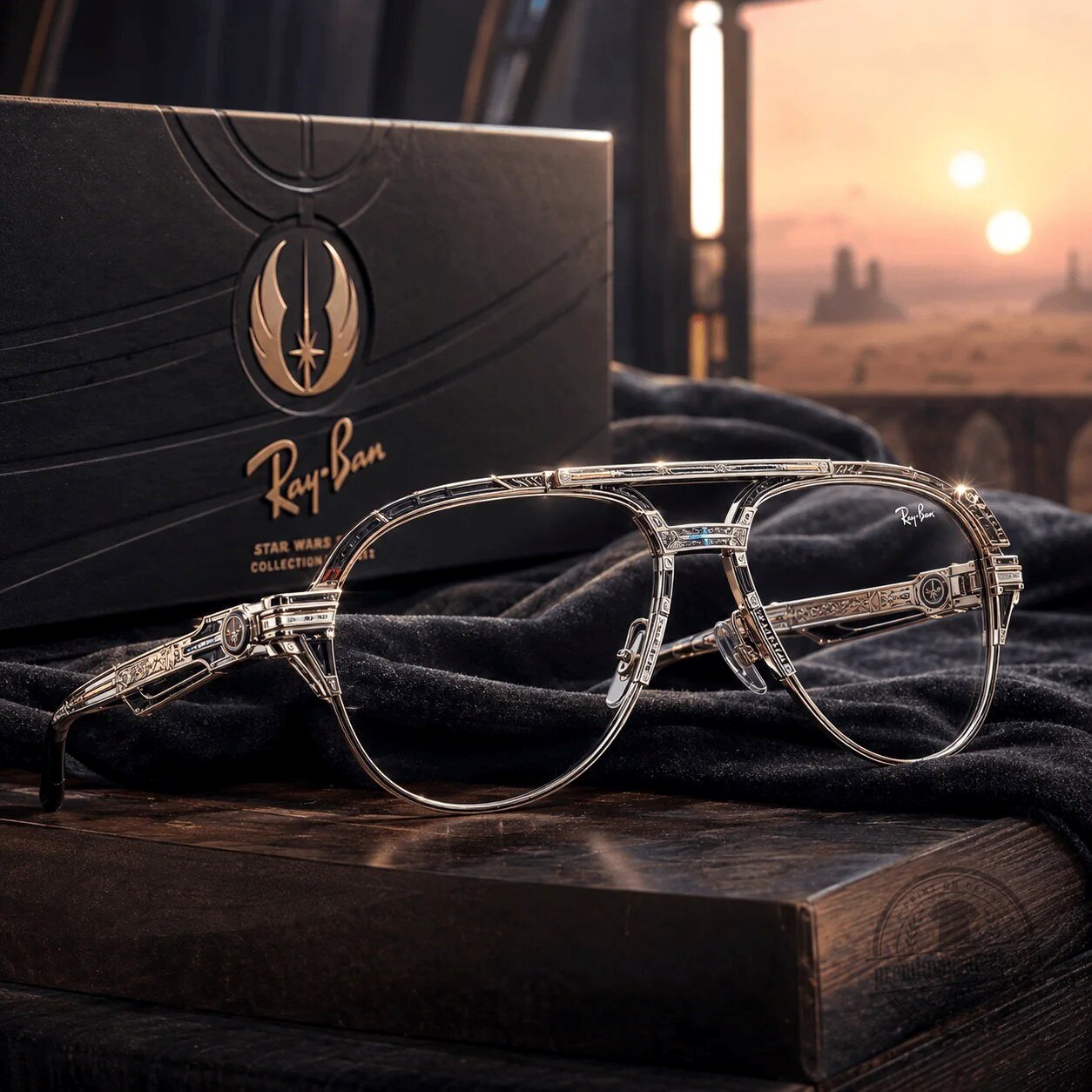 Ray-Ban Star Wars Collection Aviator Sunglasses with Jedi Order Symbol