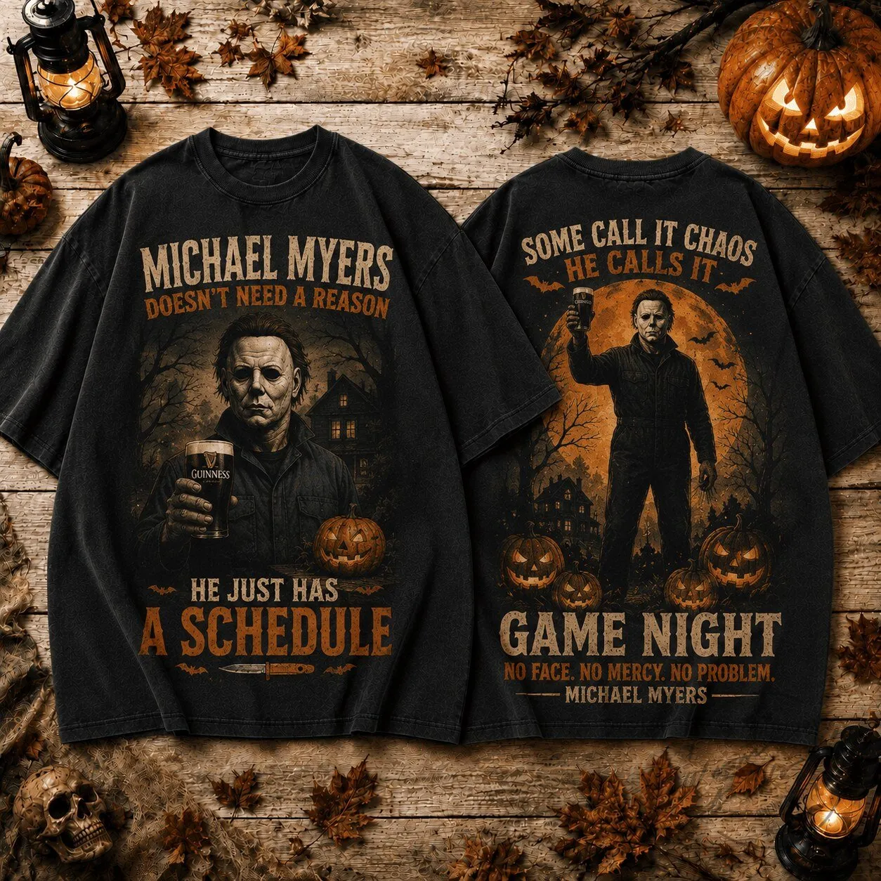 Michael Myers Guinness Game Night Halloween Horror Movie T-Shirt