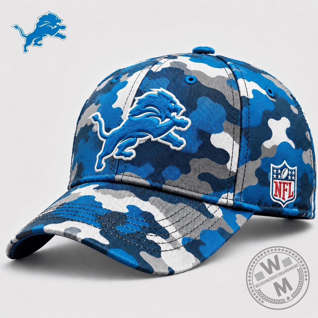 Detroit Lions National Football League Blue Camouflage Adjustable Cap Hat