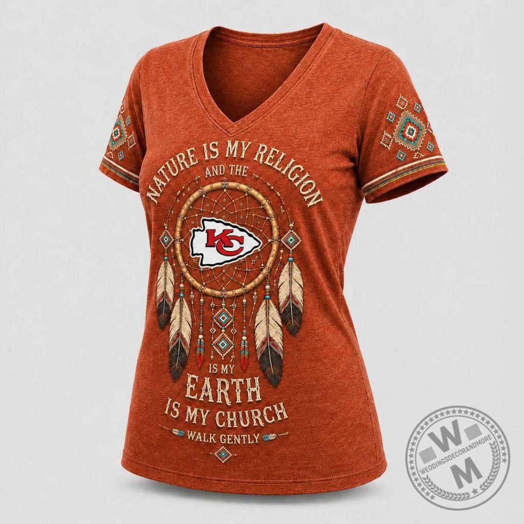Kansas City Chiefs Nature Spirit Dreamcatcher V-Neck T-Shirt Kansas City Chiefs Nature Spirit Dreamcatcher V-Neck T-Shirt