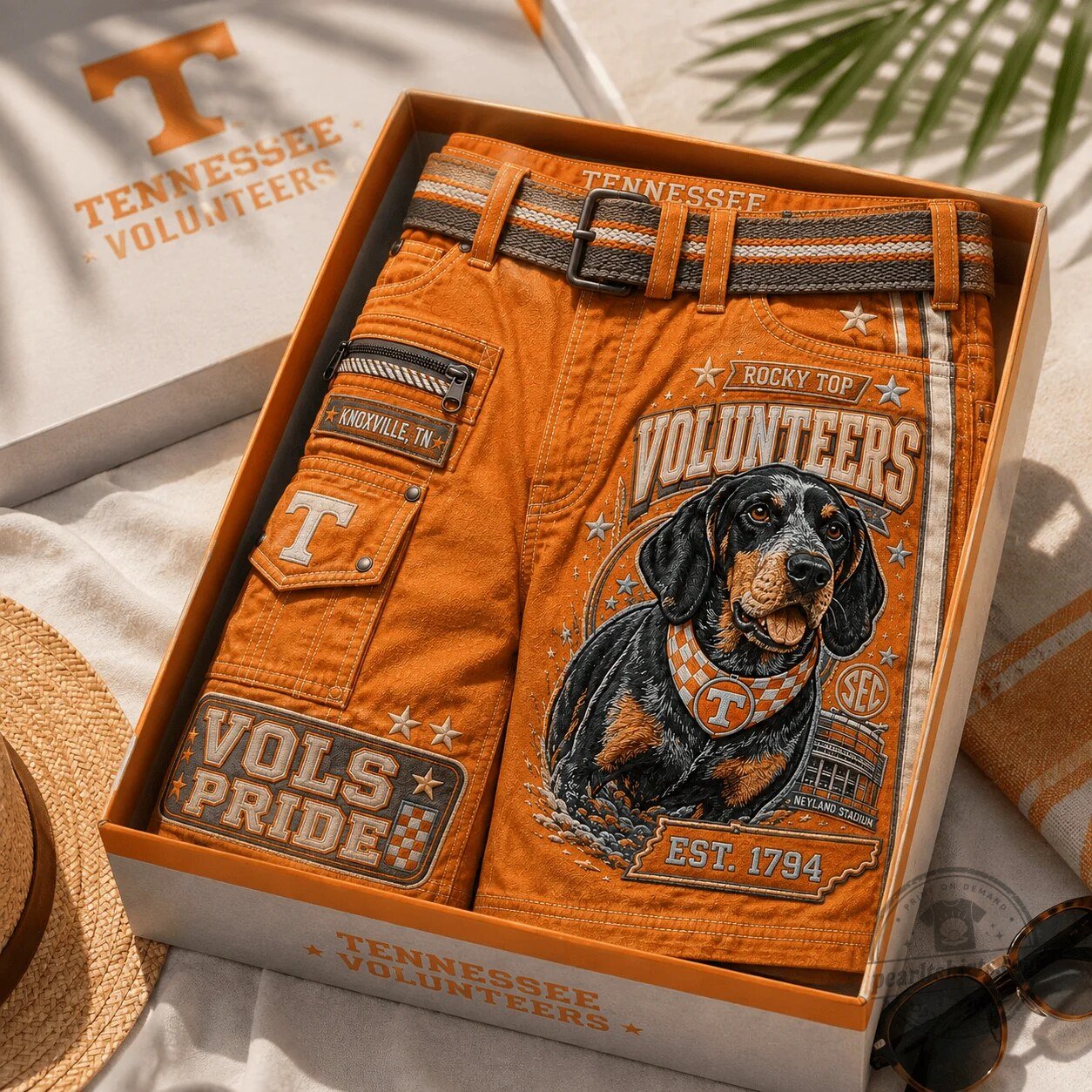 Orange Shorts featuring Tennessee Volunteers Rocky Top Hound Dog at Neyland Stadium 5 Orange Shorts featuring Tennessee Volunteers Rocky Top Hound Dog at Neyland Stadium