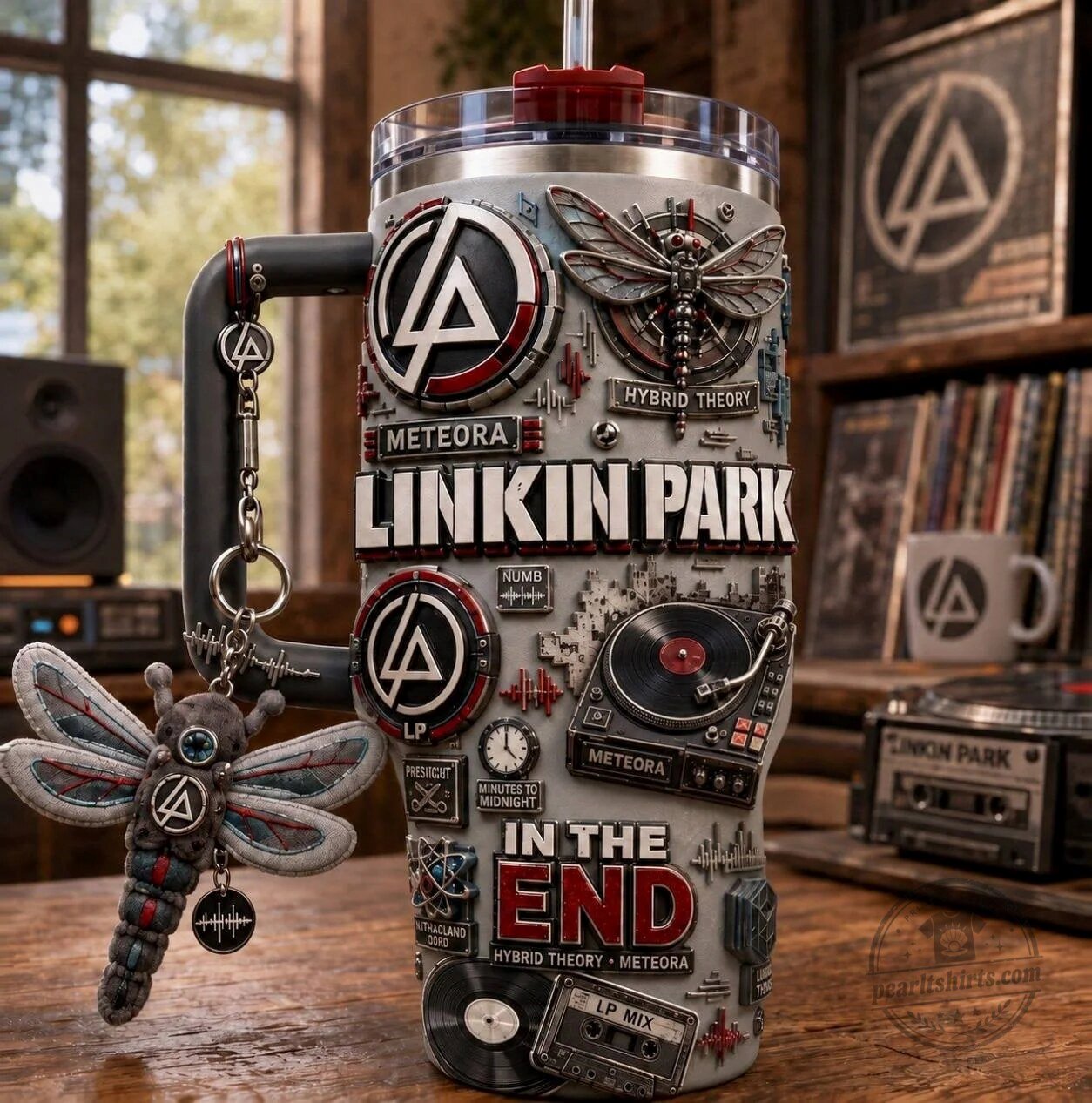 Linkin Park Hybrid Theory Meteora Music Album Cover Art Tumbler with Handle