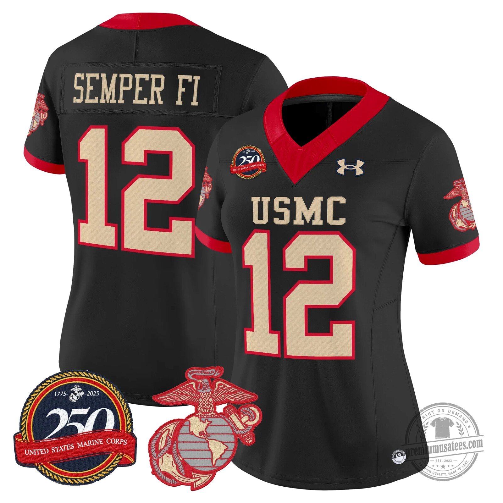 United States Marine Corps Semper Fi 250th Anniversary Number 12 Football Jersey 9 United States Marine Corps Semper Fi 250th Anniversary Number 12 Football Jersey
