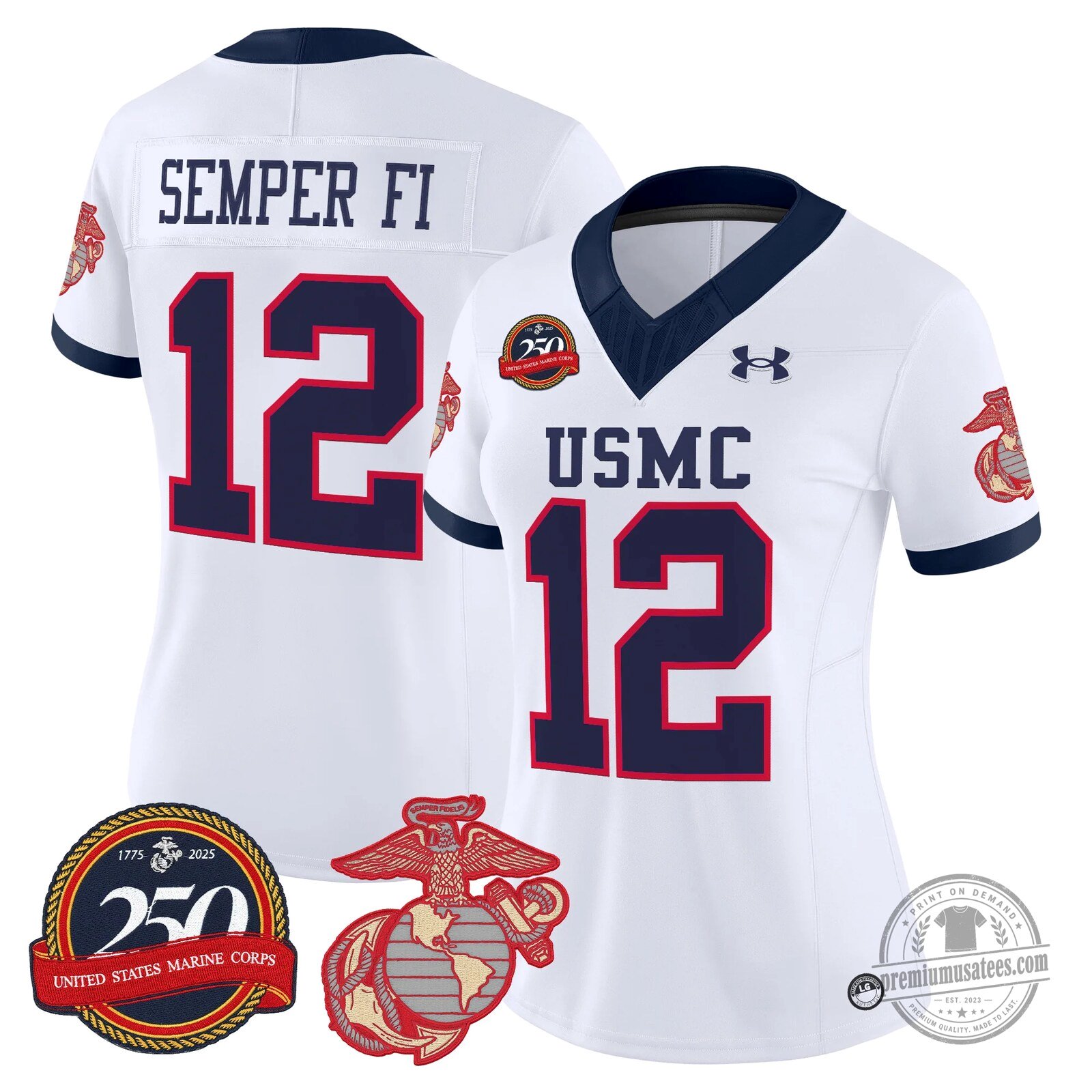 United States Marine Corps Semper Fi 250th Anniversary Number 12 Football Jersey 10 United States Marine Corps Semper Fi 250th Anniversary Number 12 Football Jersey