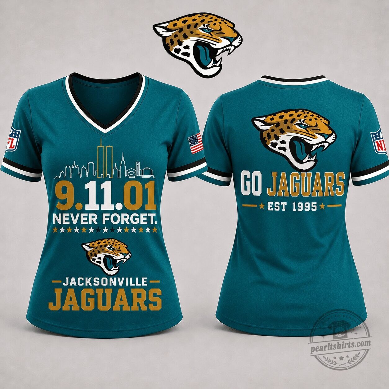 Jacksonville Jaguars September 11 Never Forget Women's V-Neck T-Shirt