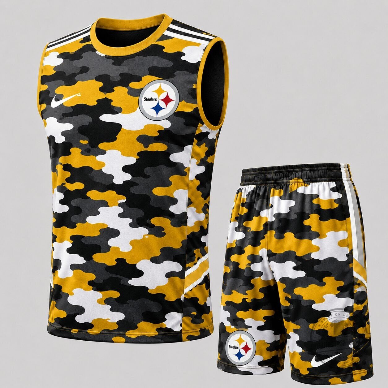 Pittsburgh Steelers Camouflage Sleeveless Tank Top and Shorts Set