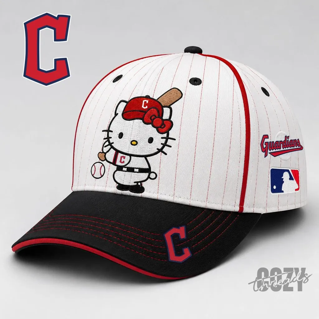 Cleveland Guardians Hello Kitty Baseball Cap Cleveland Guardians Hello Kitty Baseball Cap
