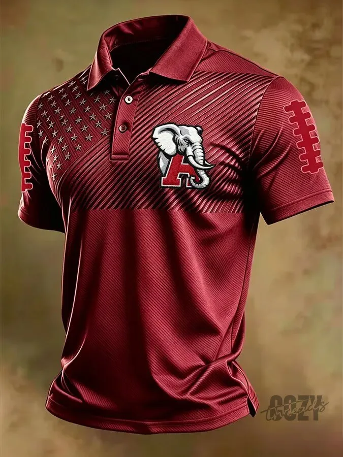 Alabama Crimson Tide Elephant Mascot Stars and Stripes Polo Shirt