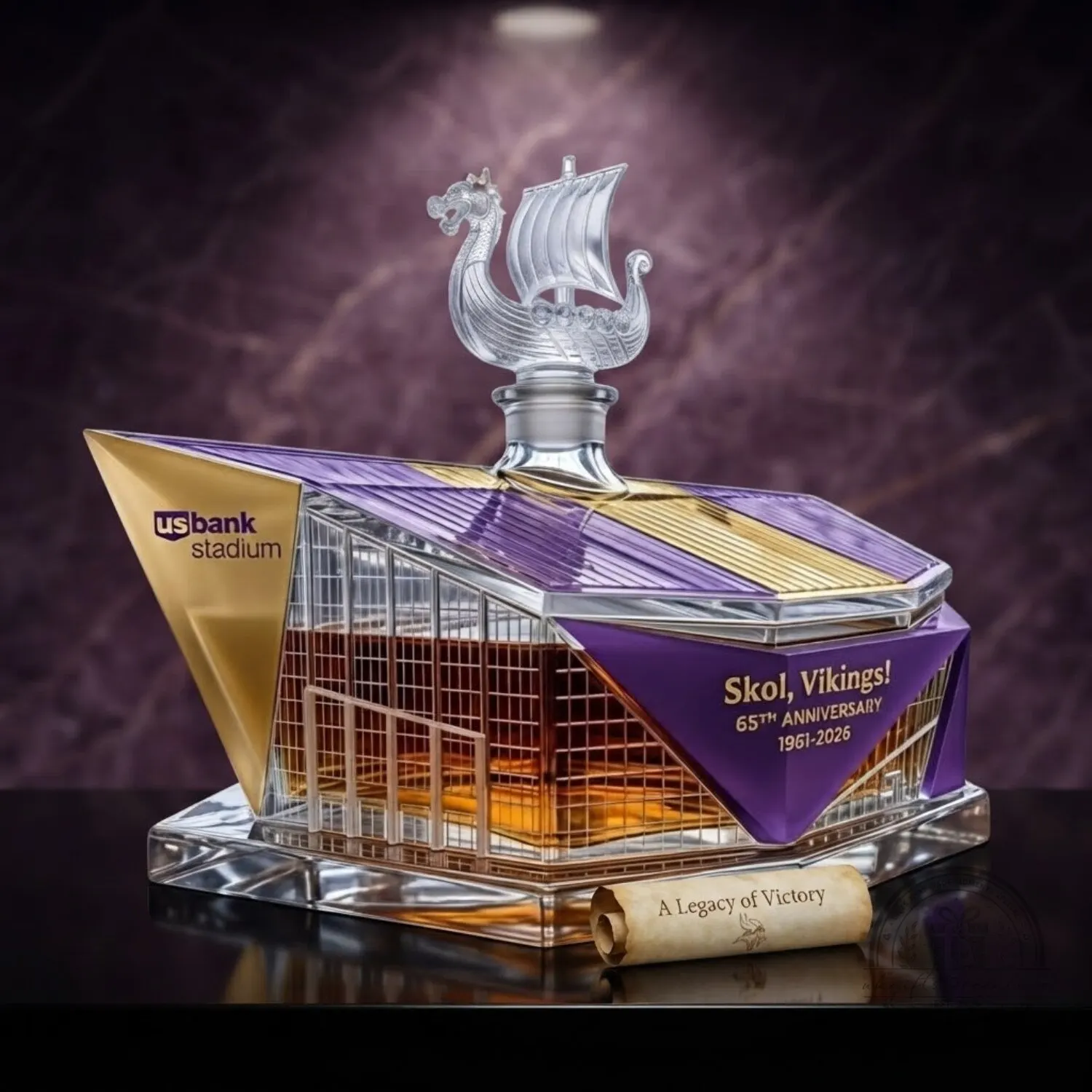 Skol Vikings 65th Anniversary Usbank Stadium Whiskey Bottle 4 Skol Vikings 65th Anniversary Usbank Stadium Whiskey Bottle