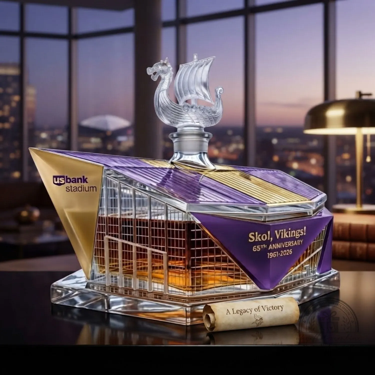 Skol Vikings 65th Anniversary Usbank Stadium Whiskey Bottle 5 Skol Vikings 65th Anniversary Usbank Stadium Whiskey Bottle