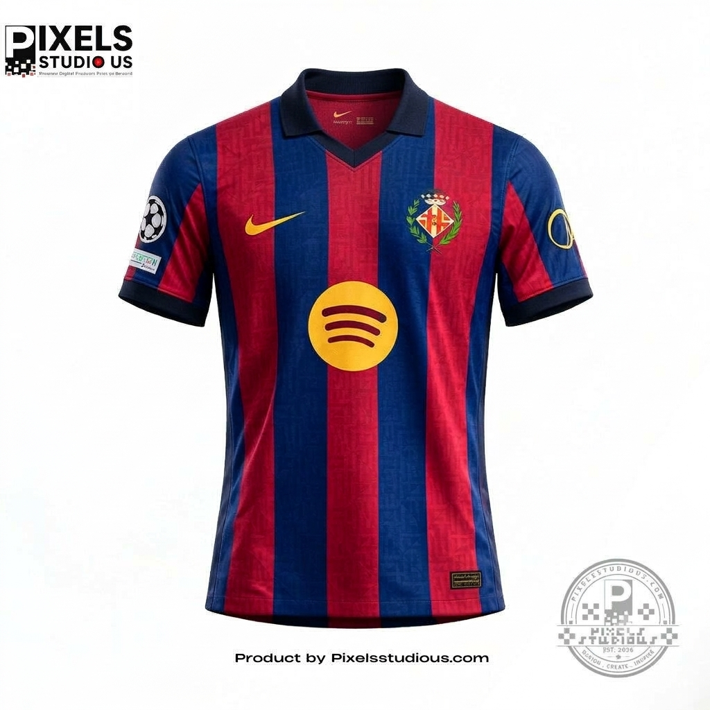 FC Barcelona 27-28 Home Kit: 3D All-Over Print Football Jersey