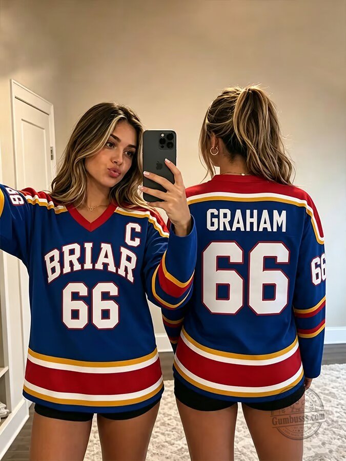 Briar University Hockey Jersey Number 66 Graham Women's Retro Style 3 Briar University Hockey Jersey Number 66 Graham Women