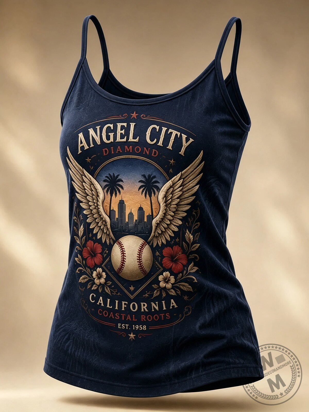 Angel City Diamond California Coastal Roots Baseball Design Tank Top