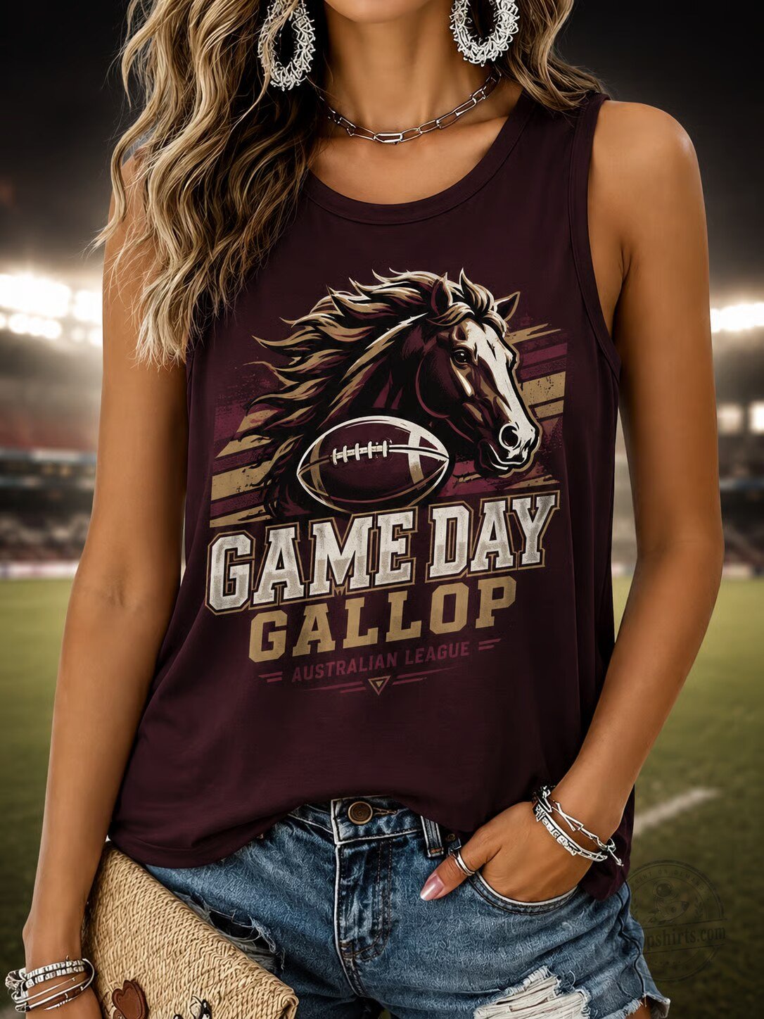 Australian League Game Day Gallop Horse Rugby Football Tank Top