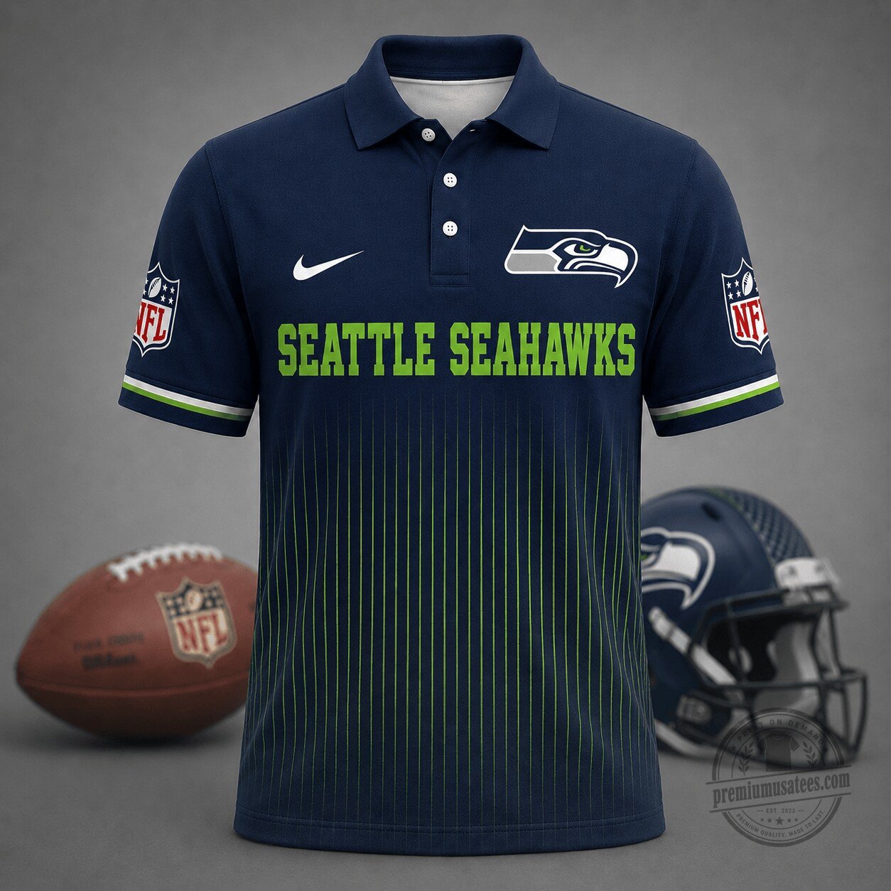 Seattle Seahawks National Football League Gradient Stripe Polo Shirt