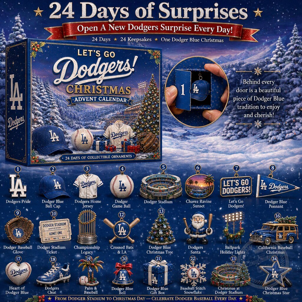 Los Angeles Dodgers Christmas Advent Calendar - 24 Days MLB Collectible Ornaments 3 Los Angeles Dodgers Christmas Advent Calendar - 24 Days MLB Collectible Ornaments