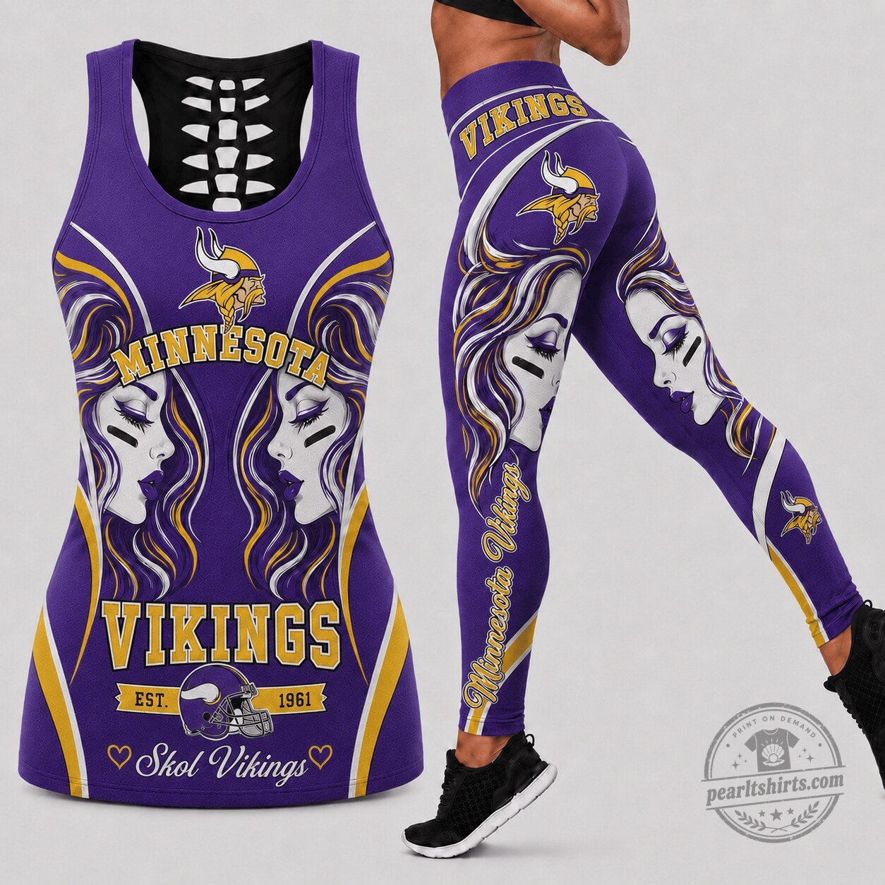 Minnesota Vikings Women's Game Day Hollow Back Tank Top and Leggings Set