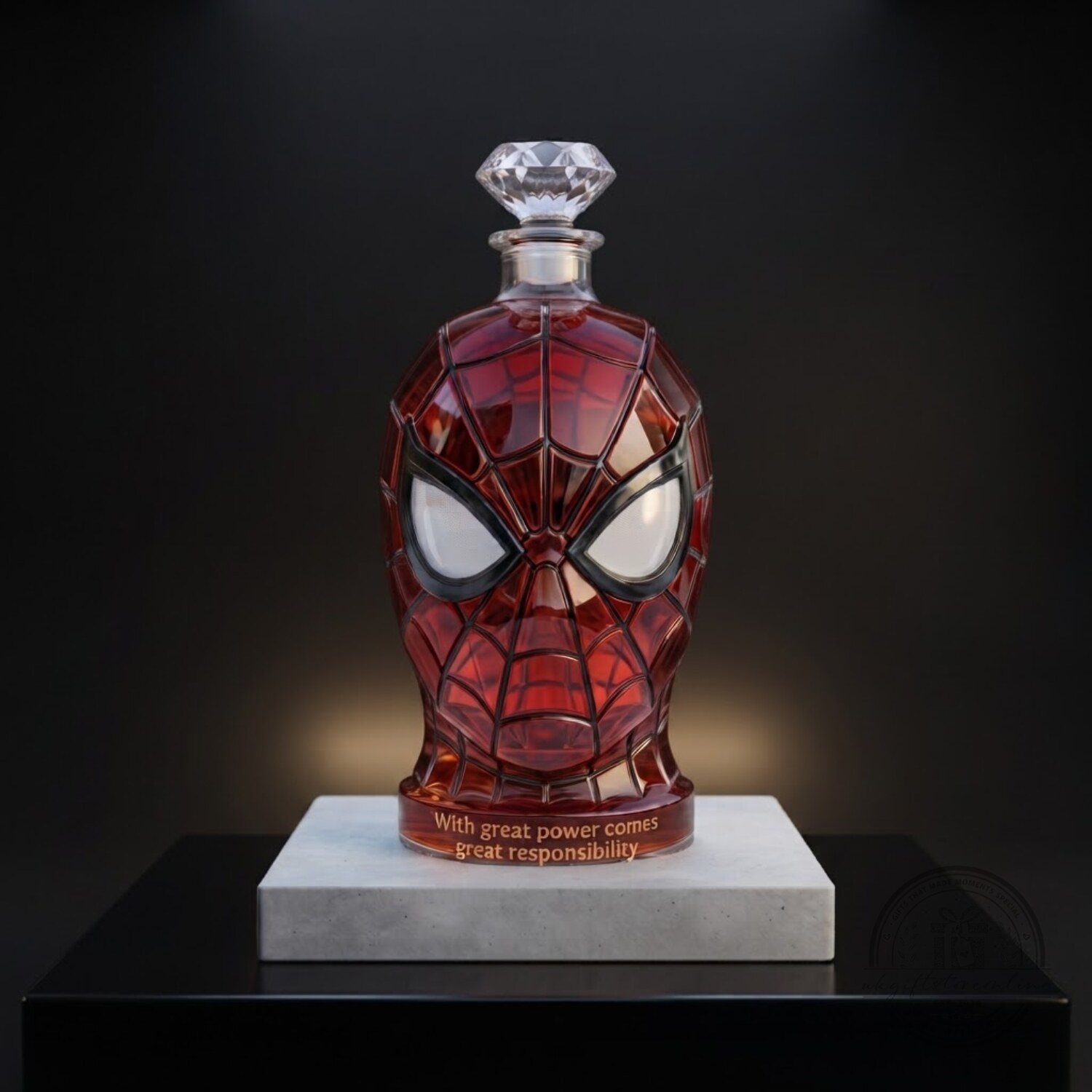 Spider-man Head With Great Power Comes Great Responsibility Whiskey Bottle 4 Spider-man Head With Great Power Comes Great Responsibility Whiskey Bottle
