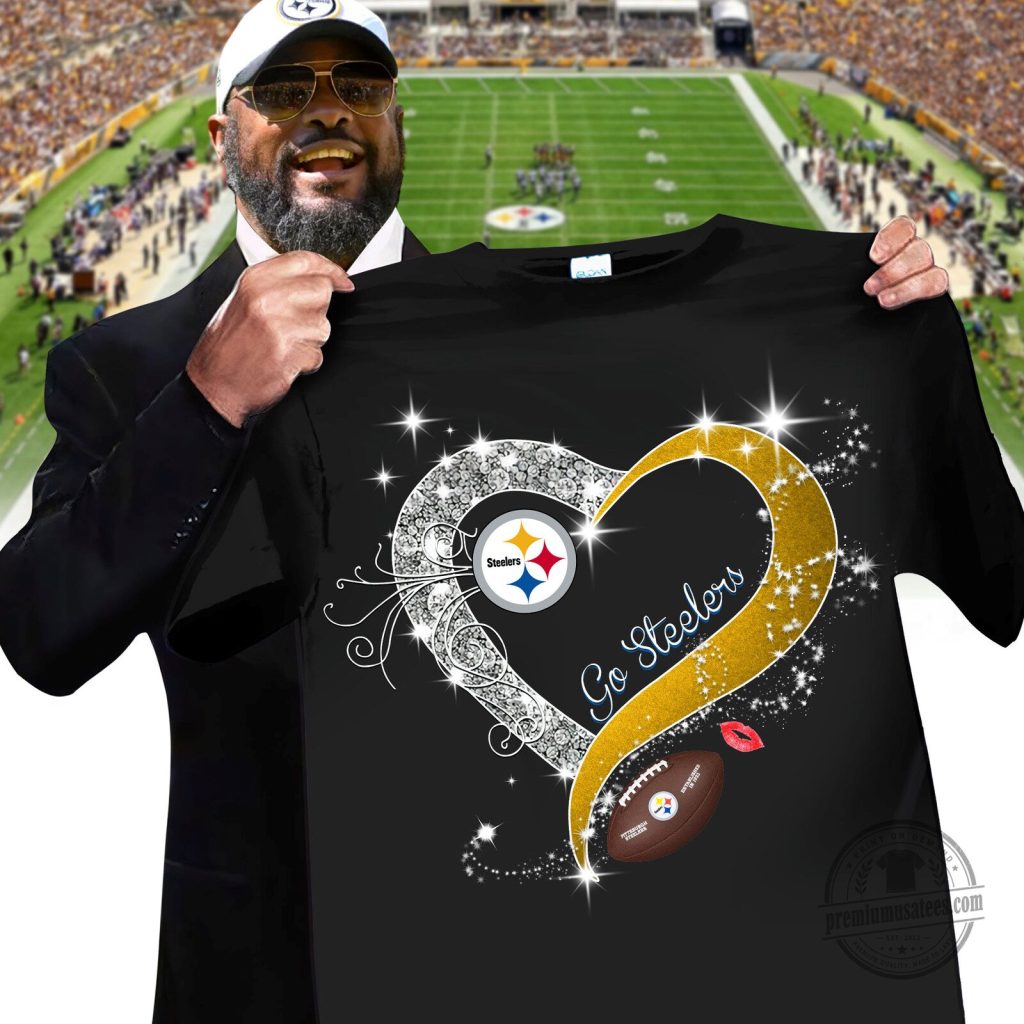 Pittsburgh Steelers Rhinestone Heart Football Fan T-Shirt Pittsburgh Steelers Rhinestone Heart Football Fan T-Shirt