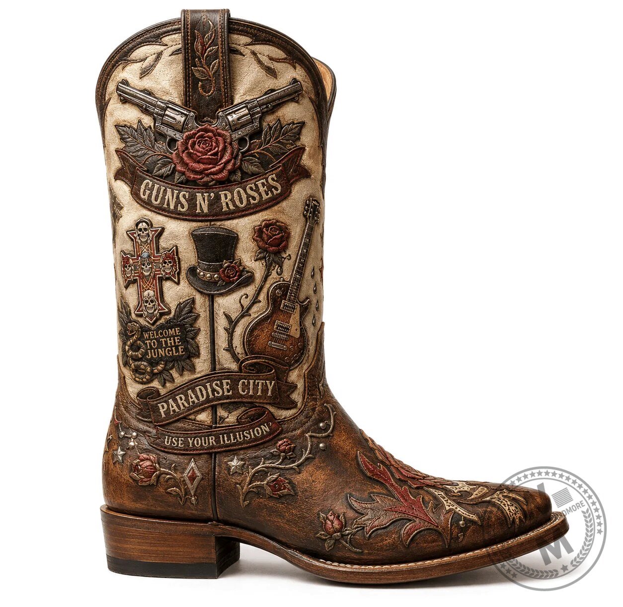 Guns N' Roses Western Cowboy Boots - Welcome To The Jungle Paradise City 7 Guns N
