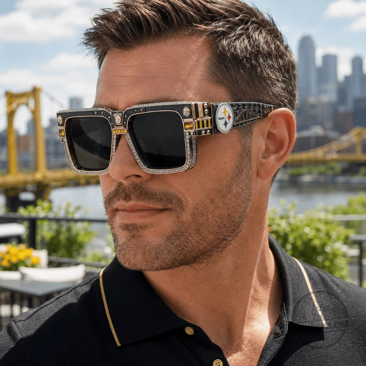 Pittsburgh Steelers Diamond Embellished Sunglasses with Custom Case 5 Pittsburgh Steelers Diamond Embellished Sunglasses with Custom Case