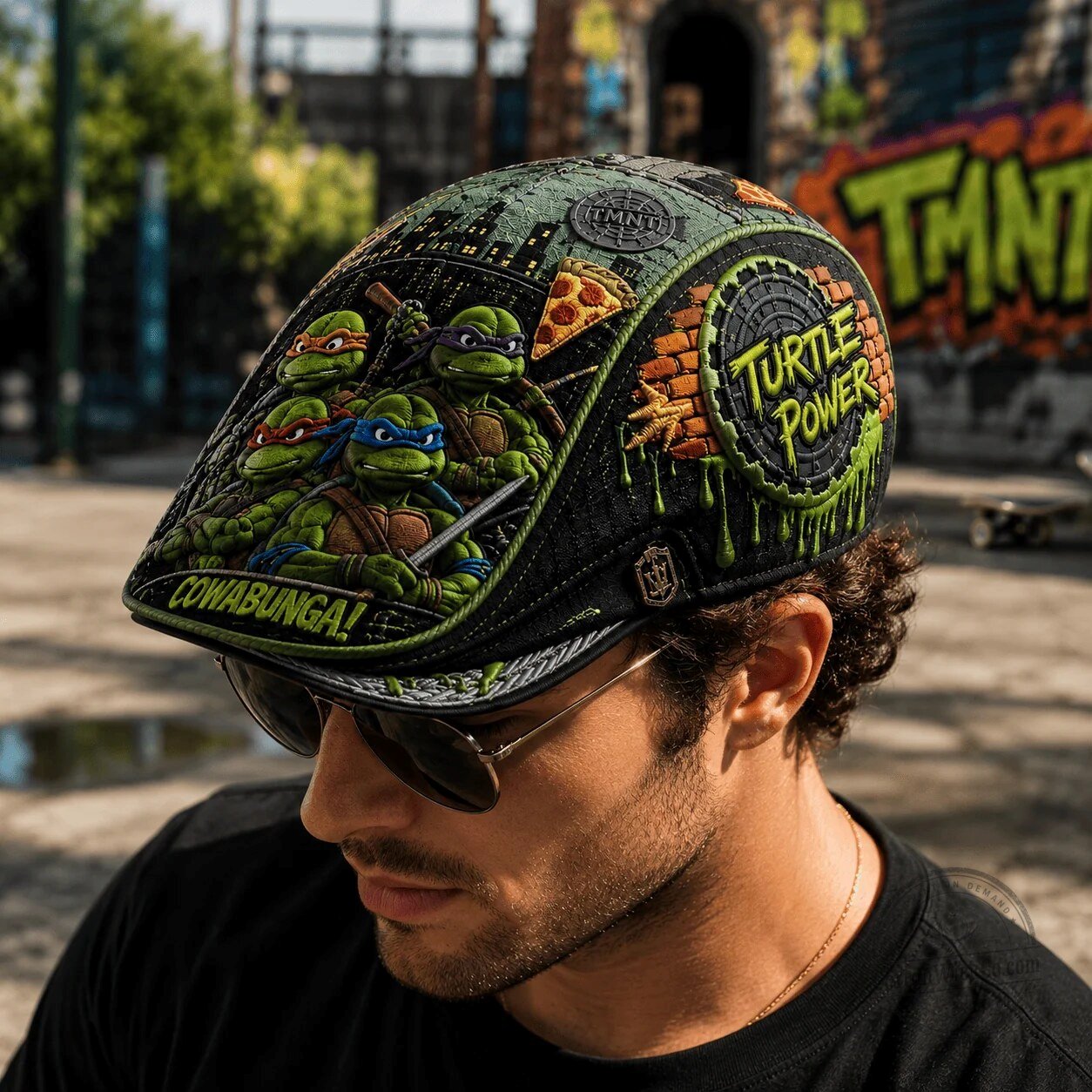 Teenage Mutant Ninja Turtles Turtle Power Cowabunga Flat Cap Hat 3 Teenage Mutant Ninja Turtles Turtle Power Cowabunga Flat Cap Hat
