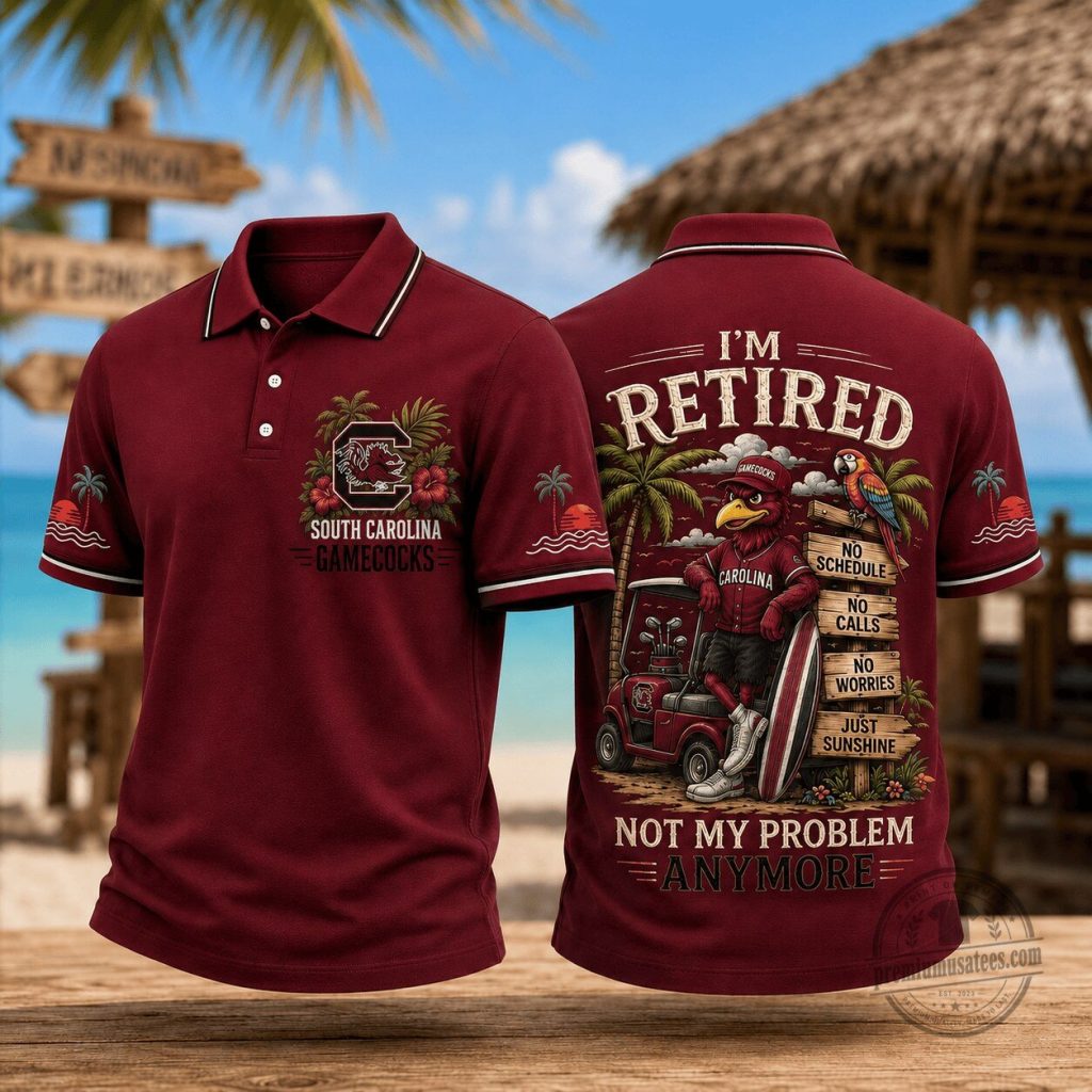 South Carolina Gamecocks Retirement Beach Polo Shirt for Men South Carolina Gamecocks Retirement Beach Polo Shirt for Men
