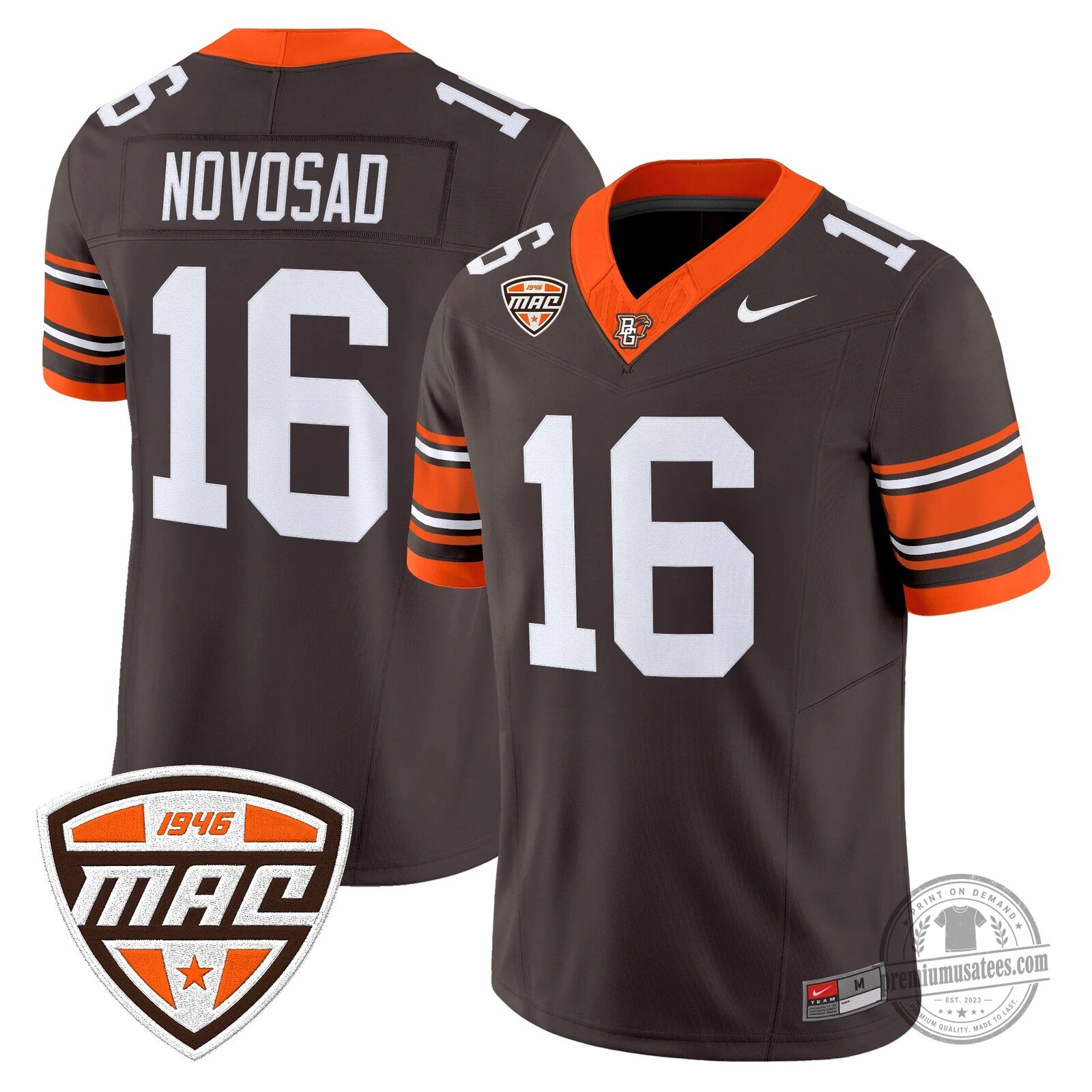 Bowling Green Falcons Number 16 Novasad Orange Football Jersey 66 Bowling Green Falcons Number 16 Novasad Orange Football Jersey