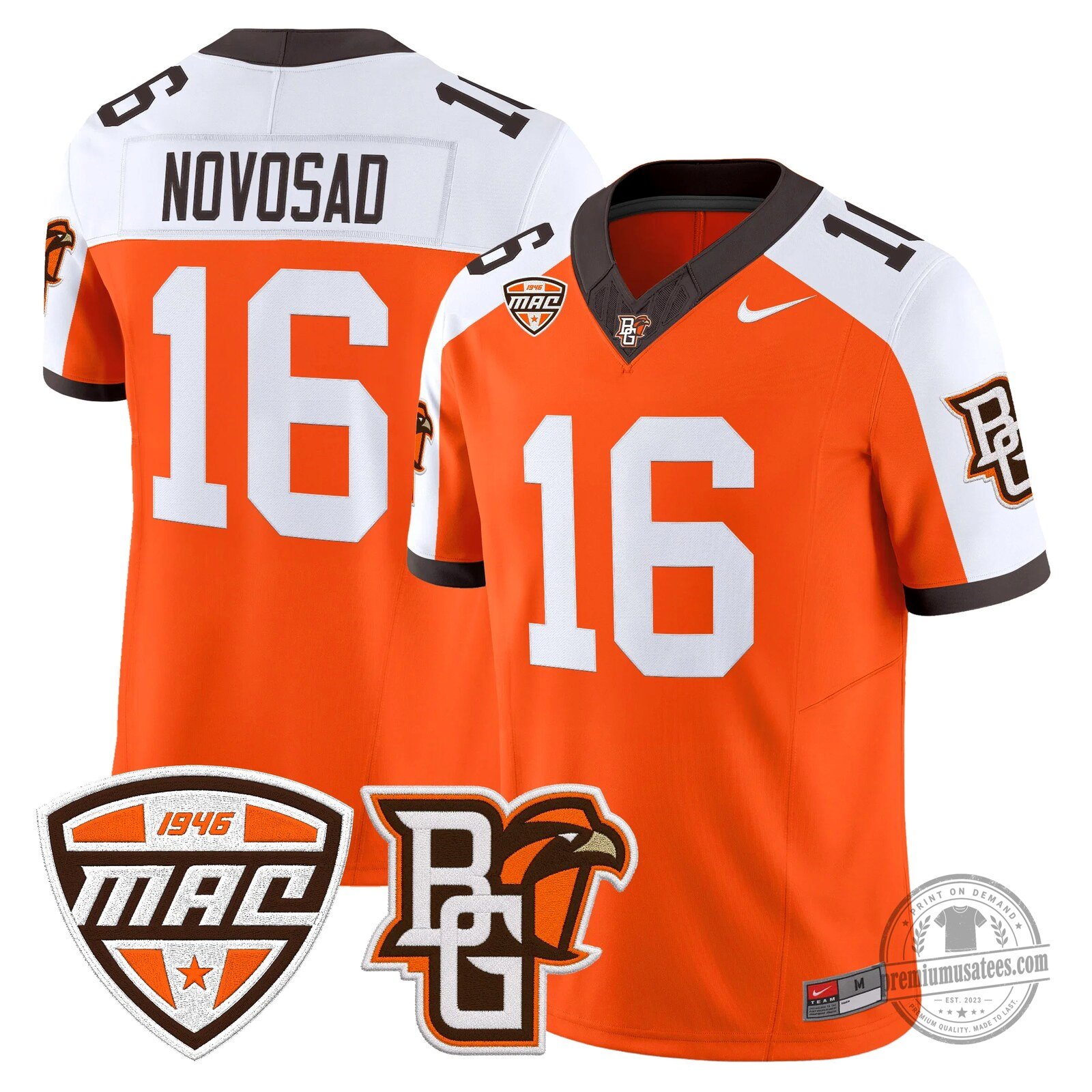 Bowling Green Falcons Number 16 Novasad Orange Football Jersey 88 Bowling Green Falcons Number 16 Novasad Orange Football Jersey