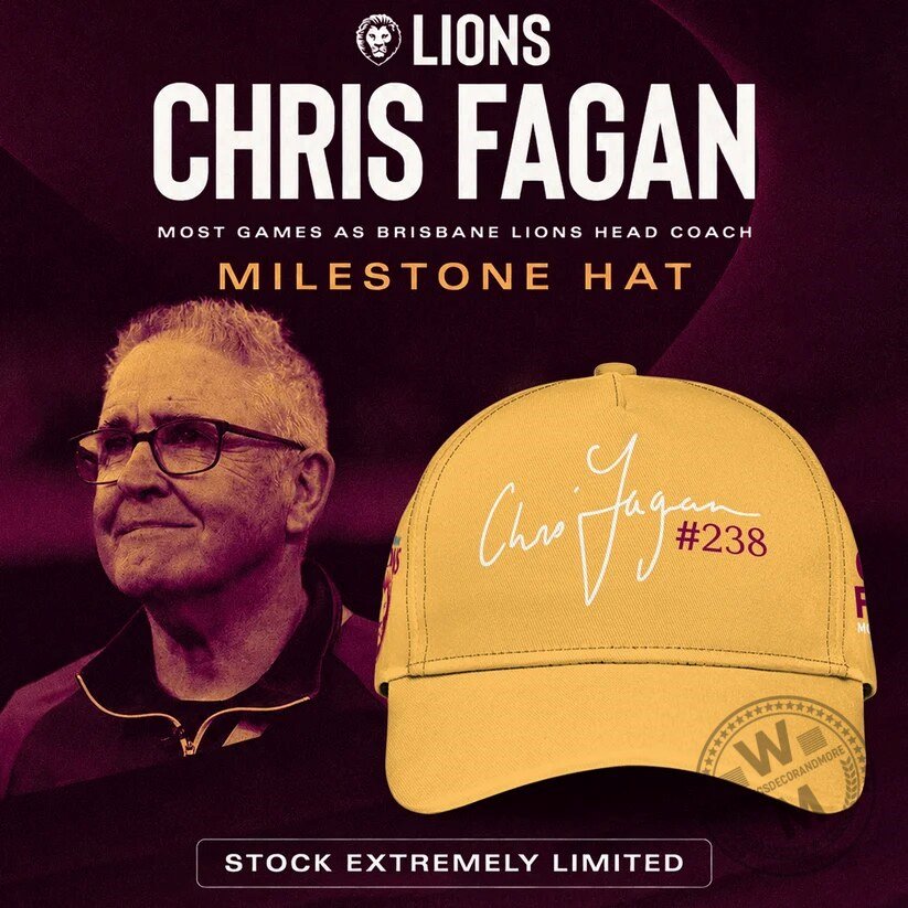 Brisbane Lions Chris Fagan Milestone Hat with Signature and Number 238
