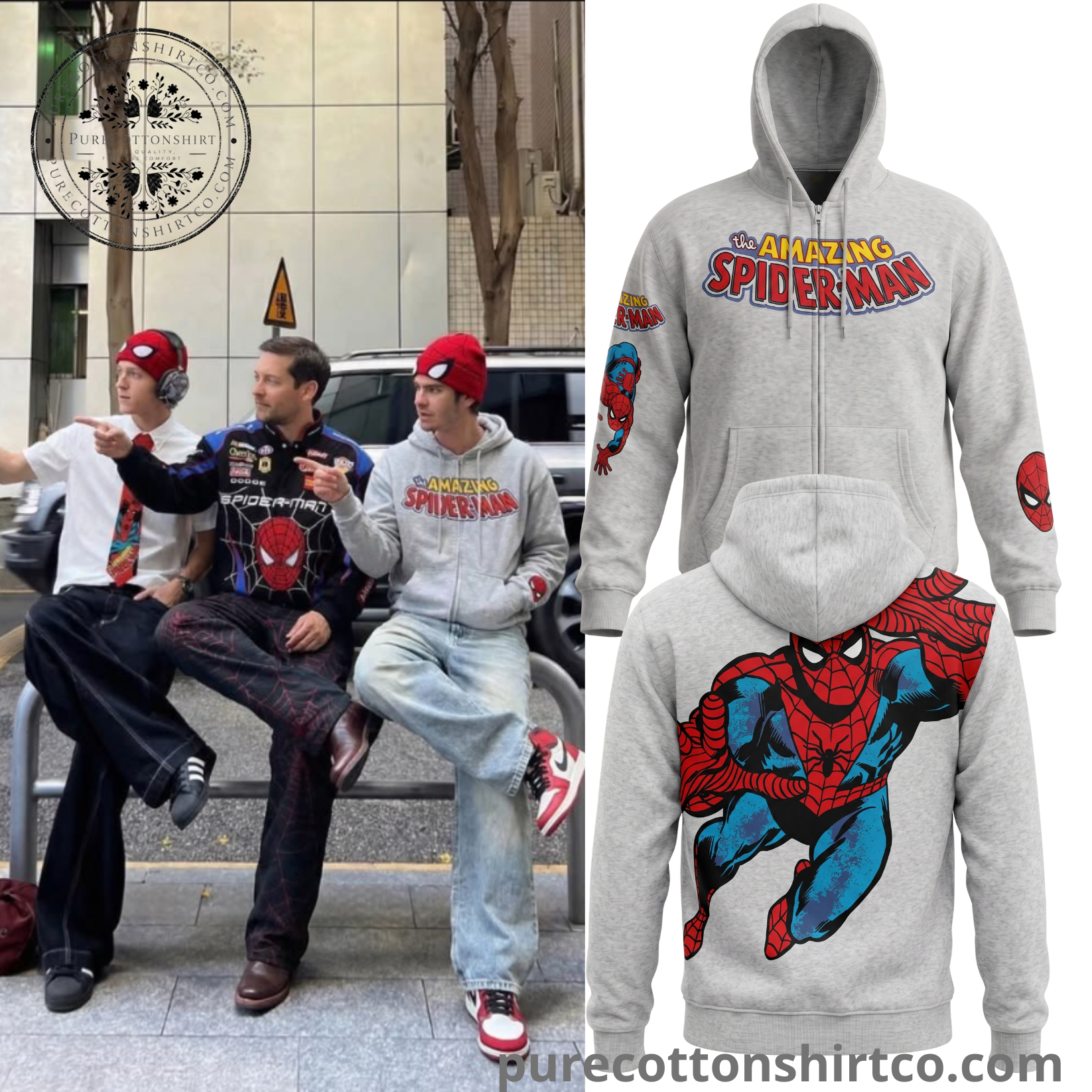 Andrew Garfield Marvel The Amazing Spider-Man Grey Zip Hoodie