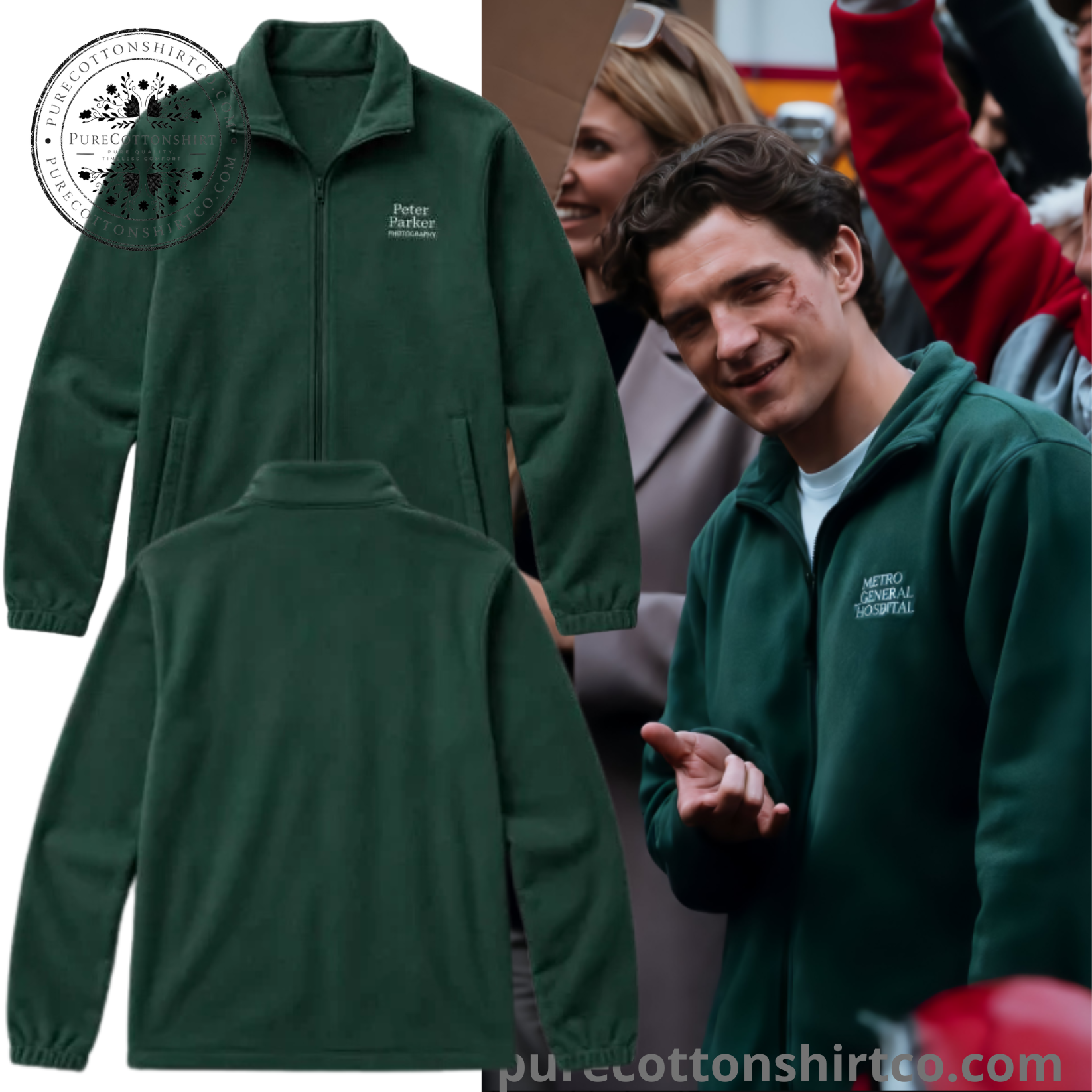 Tom Holland Peter Parker Dark Green Full Zip Jacket