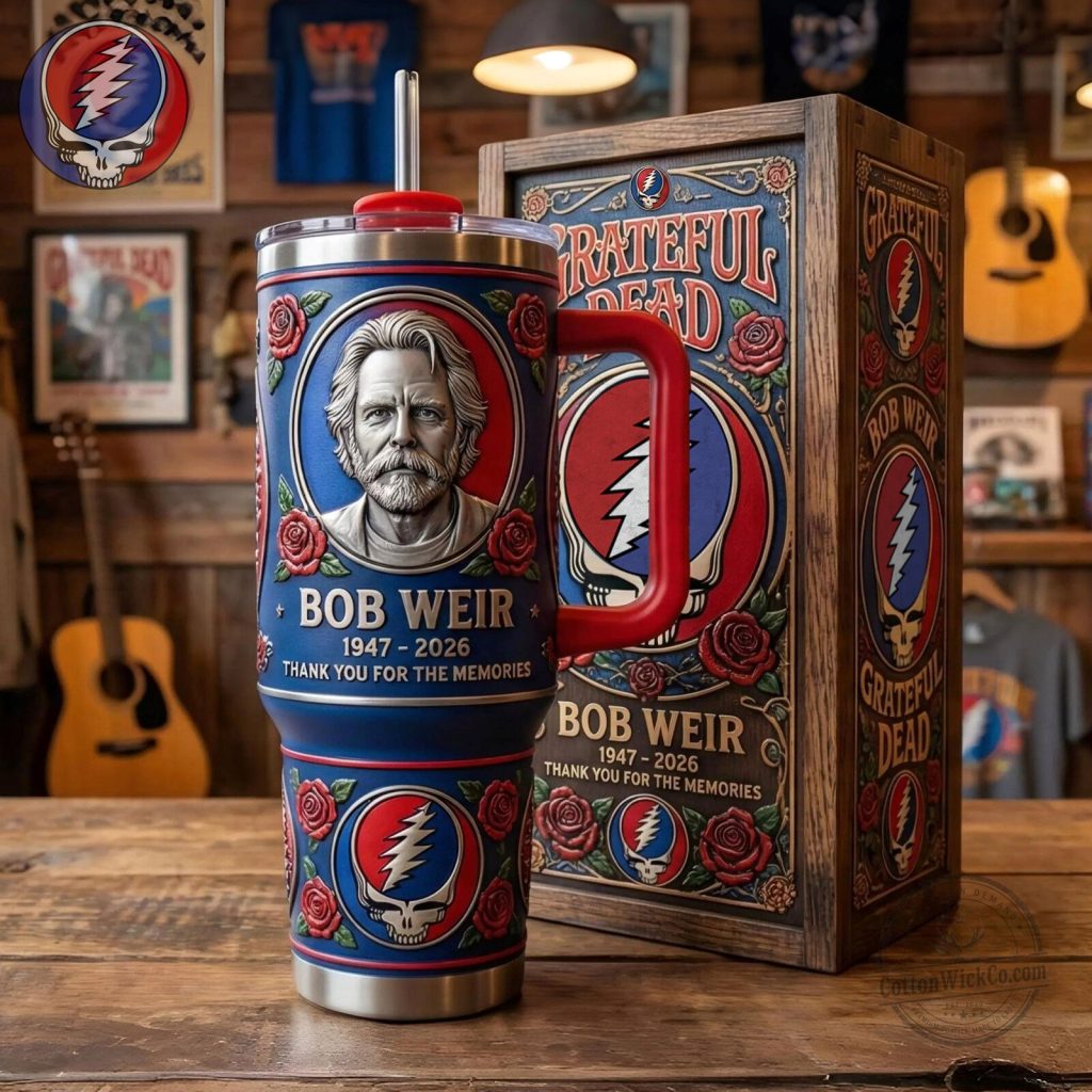 Grateful Dead Bob Weir Portrait Roses Stainless Steel Tumbler with Handle Grateful Dead Bob Weir Portrait Roses Stainless Steel Tumbler with Handle