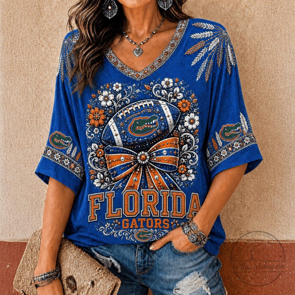 Florida Gators | Premium NCAA Vintage Floral Bow V-Neck TD