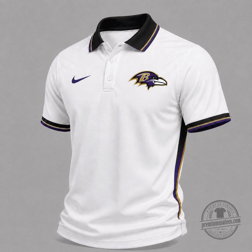 Baltimore Ravens Premium NFL Classic White Gameday Polo Shirt NY Baltimore Ravens | Premium NFL Classic White Gameday Polo Shirt NY