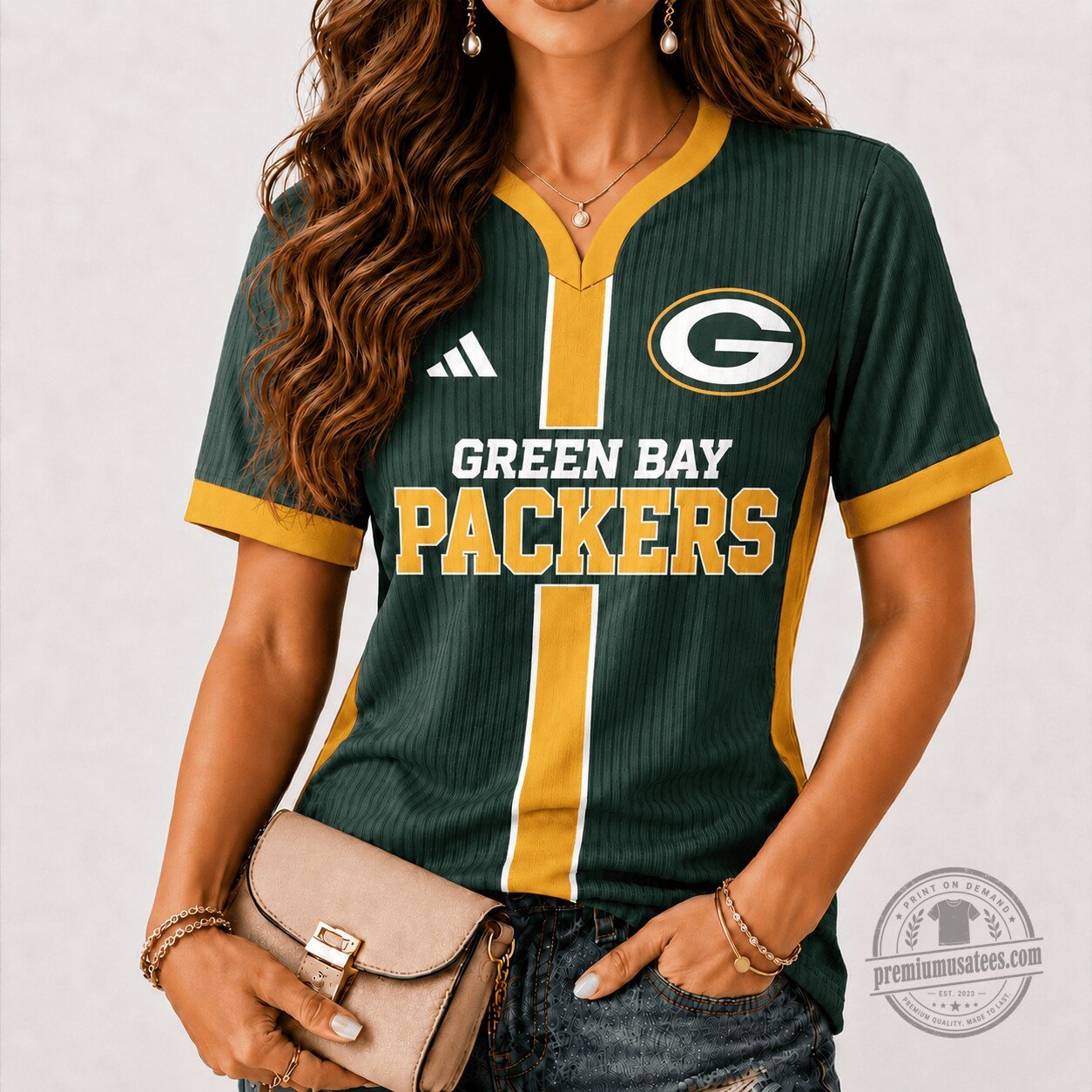 Green Bay Packers | Premium NFL Game Day Women V-Neck Short Sleeve NY