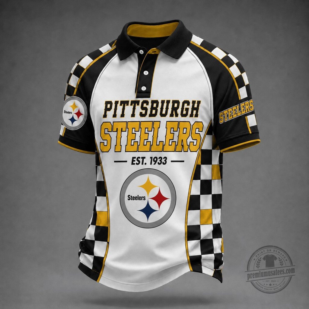 Pittsburgh Steelers Premium NFL Team Colors Checkered Polo TD Pittsburgh Steelers | Premium NFL Team Colors Checkered Polo TD