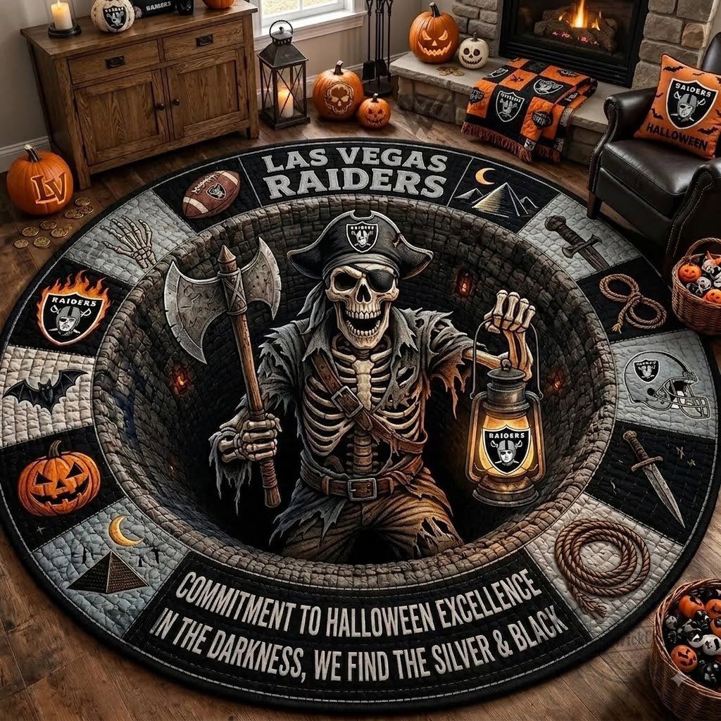 Limited Edition Raiders 2026 Halloween Quilted Round Rug, Mats