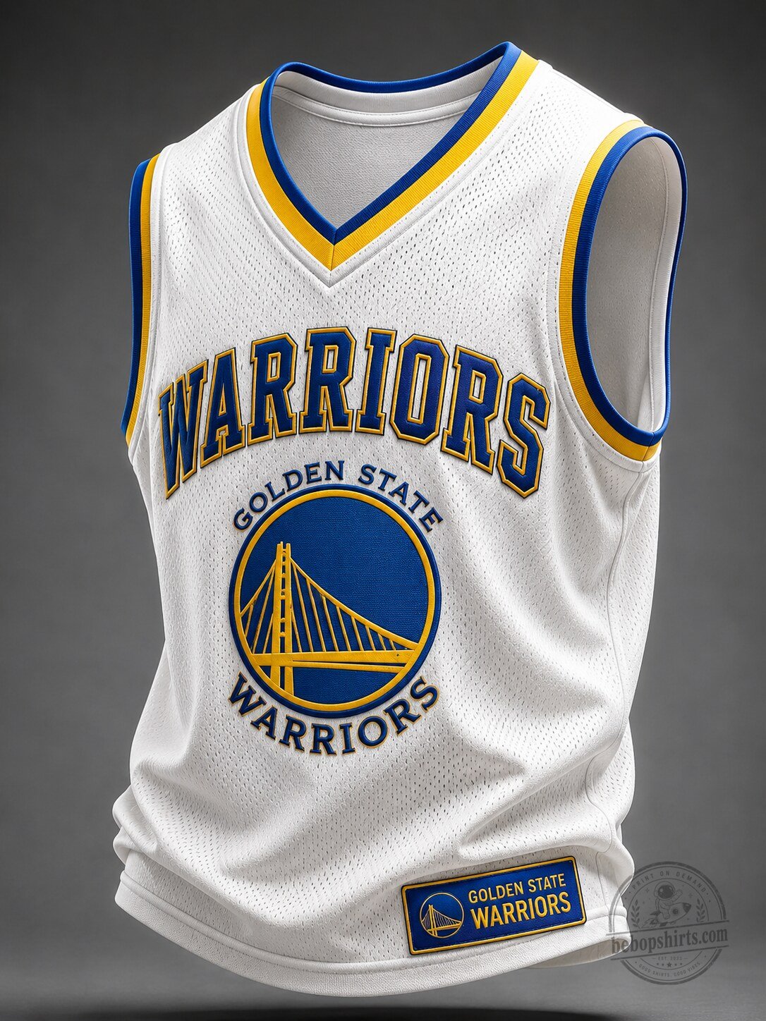 Golden State Warriors Inspired Basketball Jersey – Premium Cotton-Blend Mesh Sleeveless Sports Vest for Men, Breathable & Lightweight