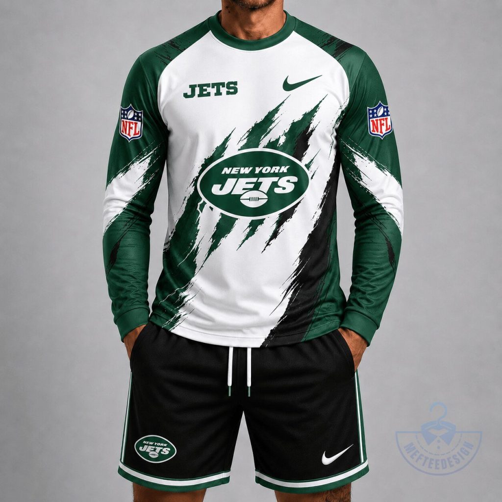 New York Jets Premium NFL Sunday Football Long Sleeve And Shorts TD New York Jets | Premium NFL Sunday Football Long Sleeve And Shorts TD